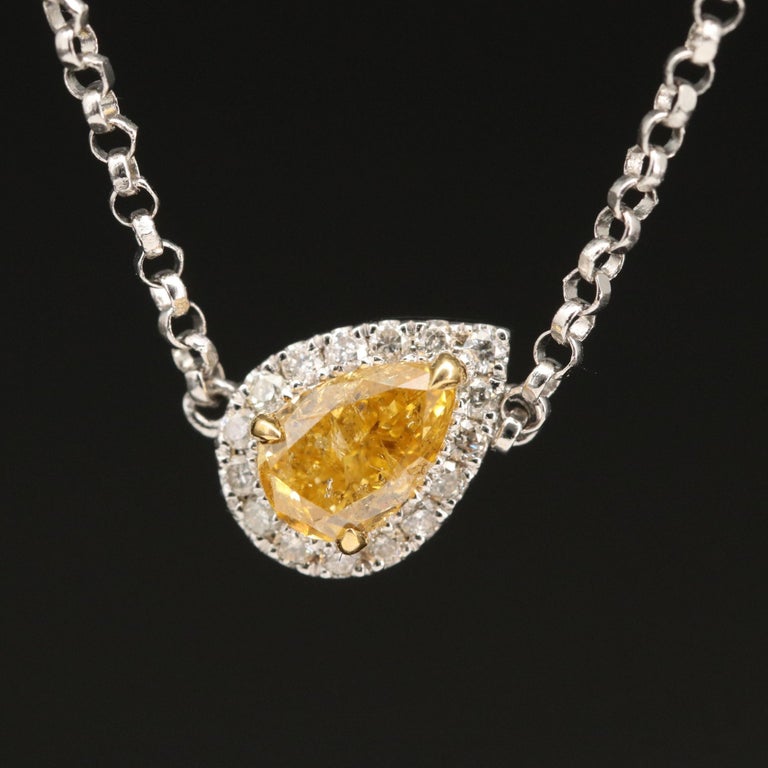Halo Pear CZ Link Chain Necklace