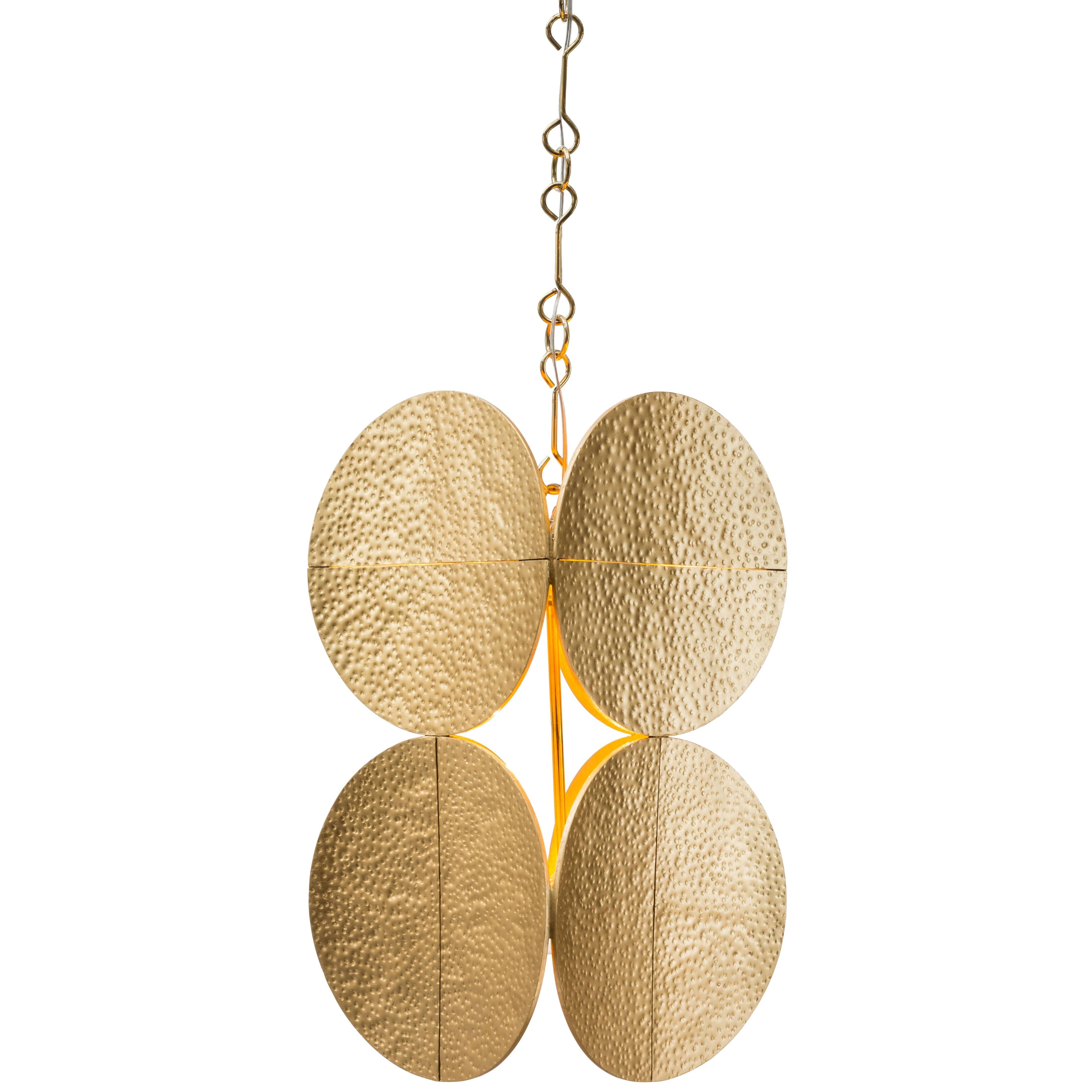 HALO CHANDELIER - Modern Gold Leaf Chandelier with Brass Chain