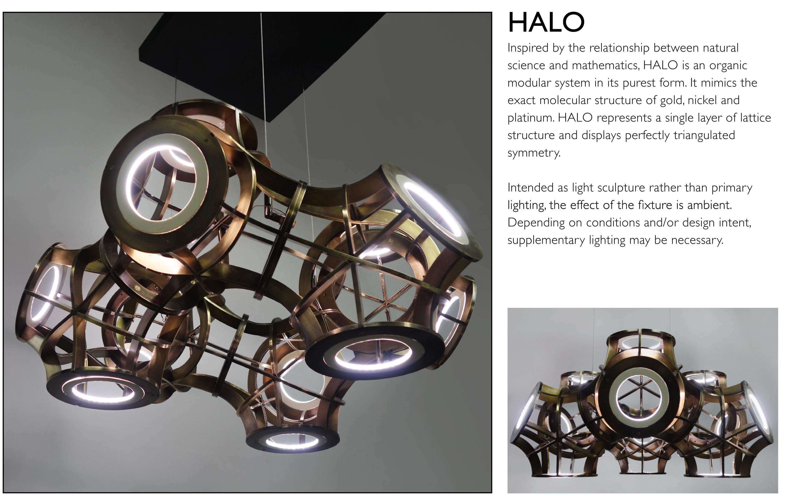 American Halo Pendant Light in Brass by Cam Crockford