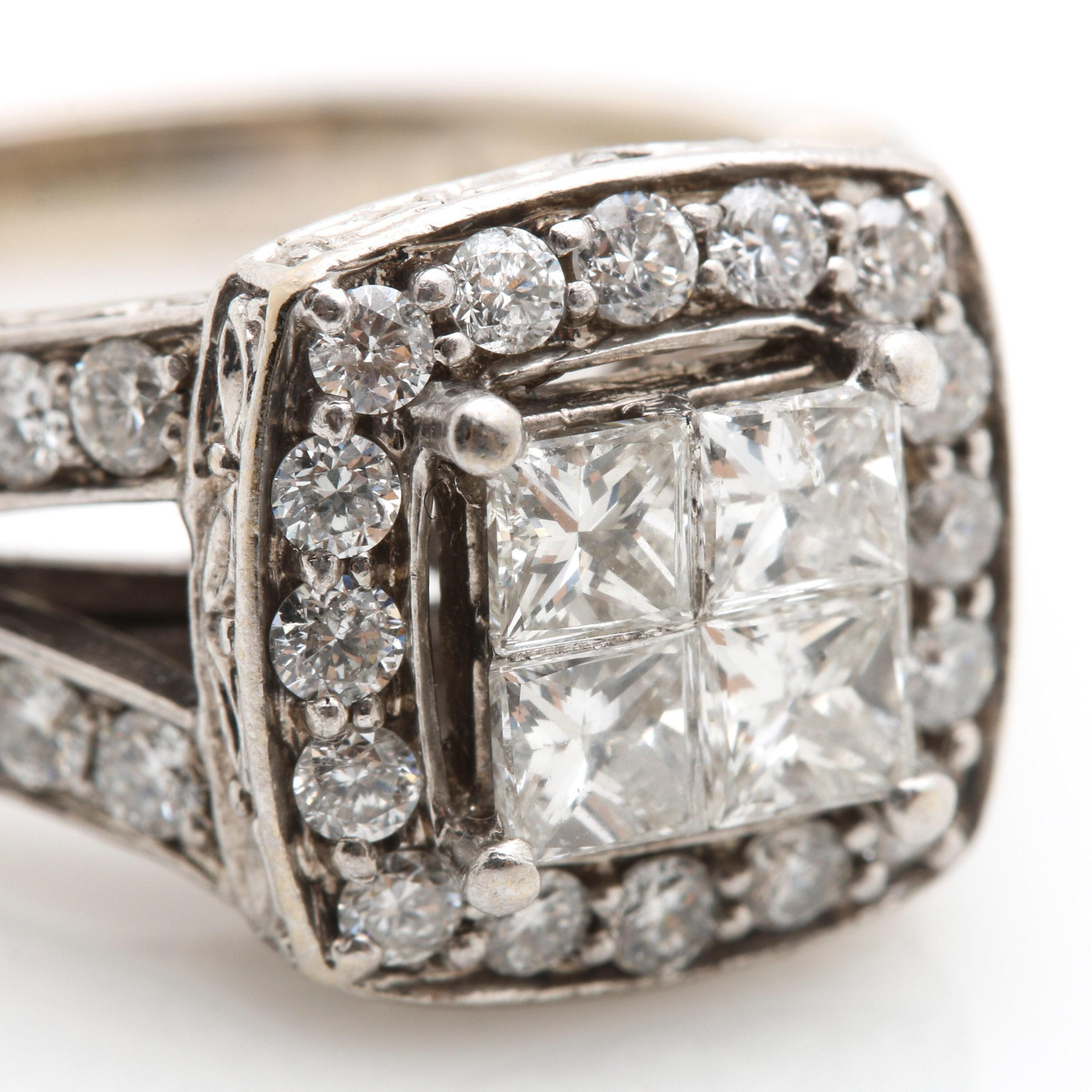 Im Angebot: Vintage 2 Karat zertifiziert natürlichen Diamanten Verlobungsring Set in 18K Gold () 2