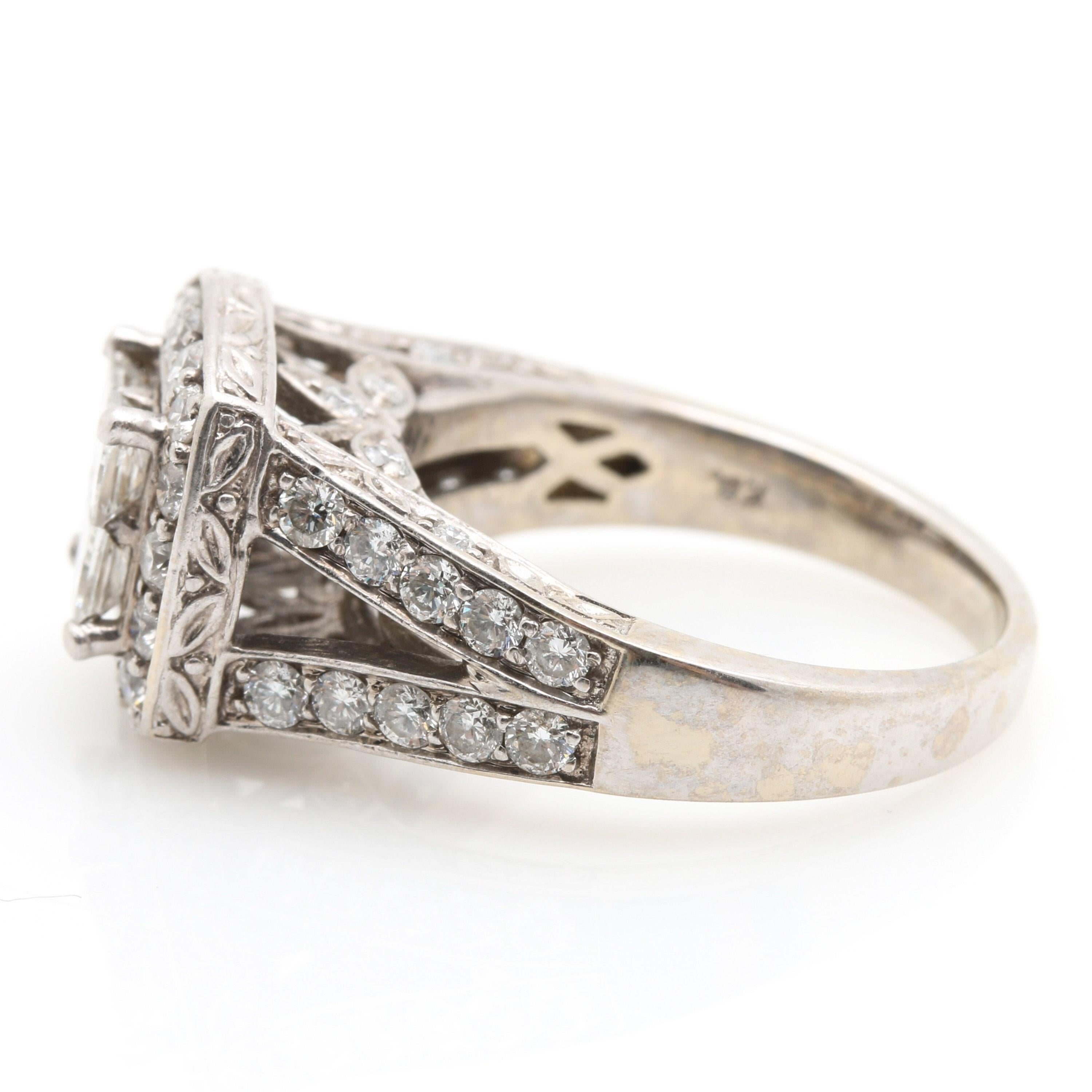 Im Angebot: Vintage 2 Karat zertifiziert natürlichen Diamanten Verlobungsring Set in 18K Gold () 3
