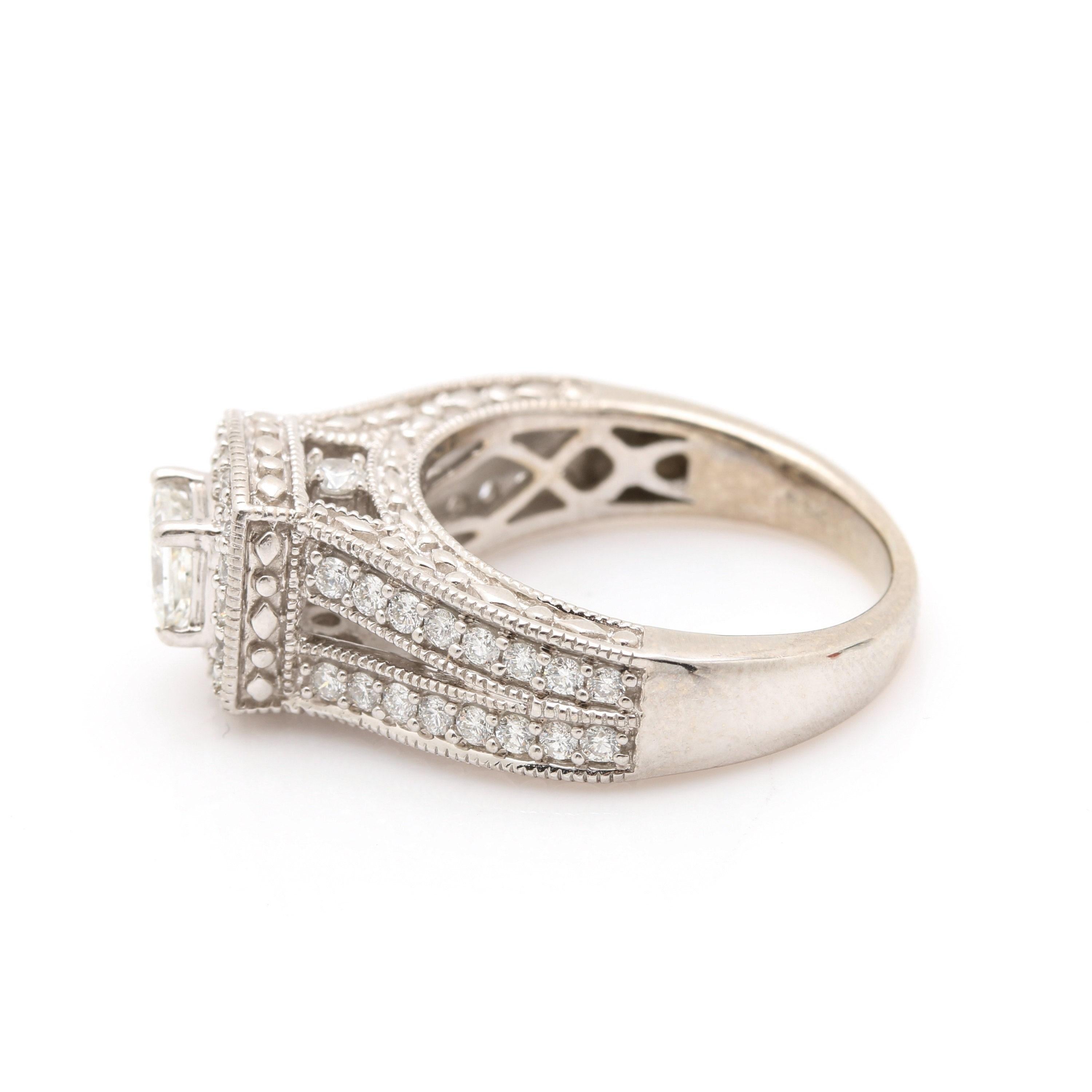 For Sale:  Halo Princess Cut Moisanite Engagement Ring Set, Diamonds Ring Set 3