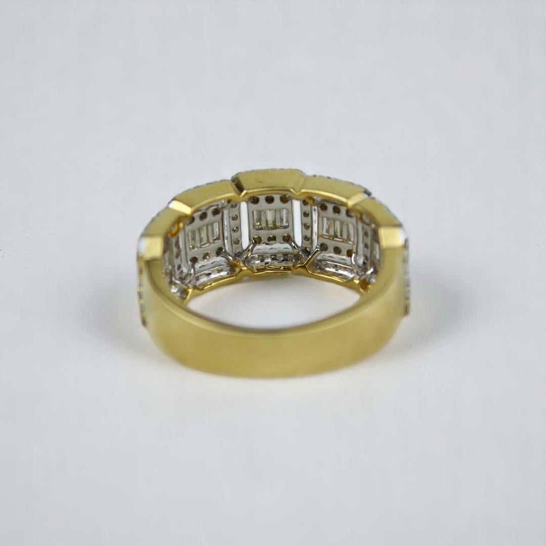 Halo Rectangular Diamond Ring in 14k Solid Gold (Certified) For Sale 5