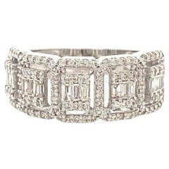 Halo Rectangular Diamond Ring in 14k Solid Gold (Certified)