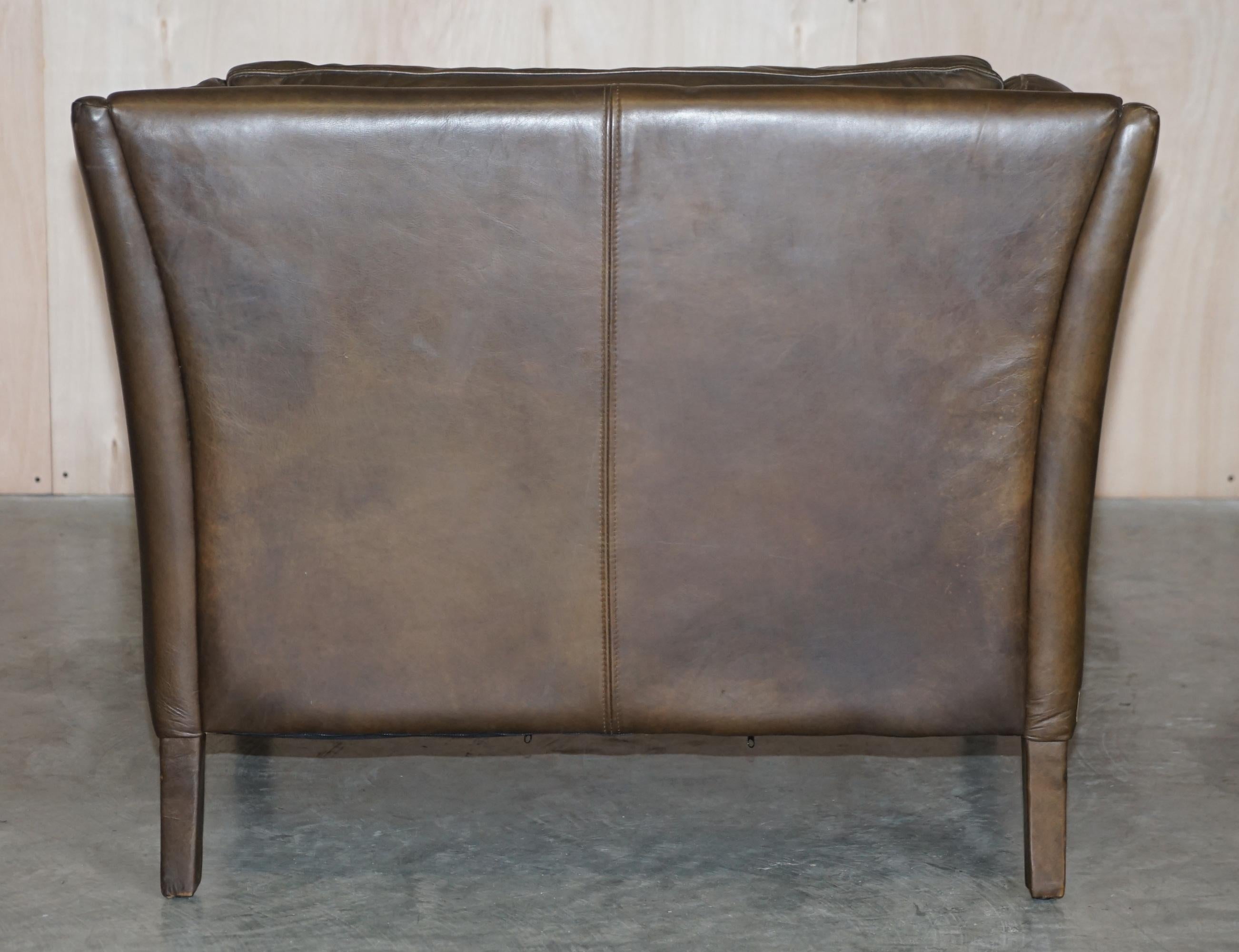 Halo Reggio Super Comfortable Brown Leather Armchair Matching Sofa Available 3