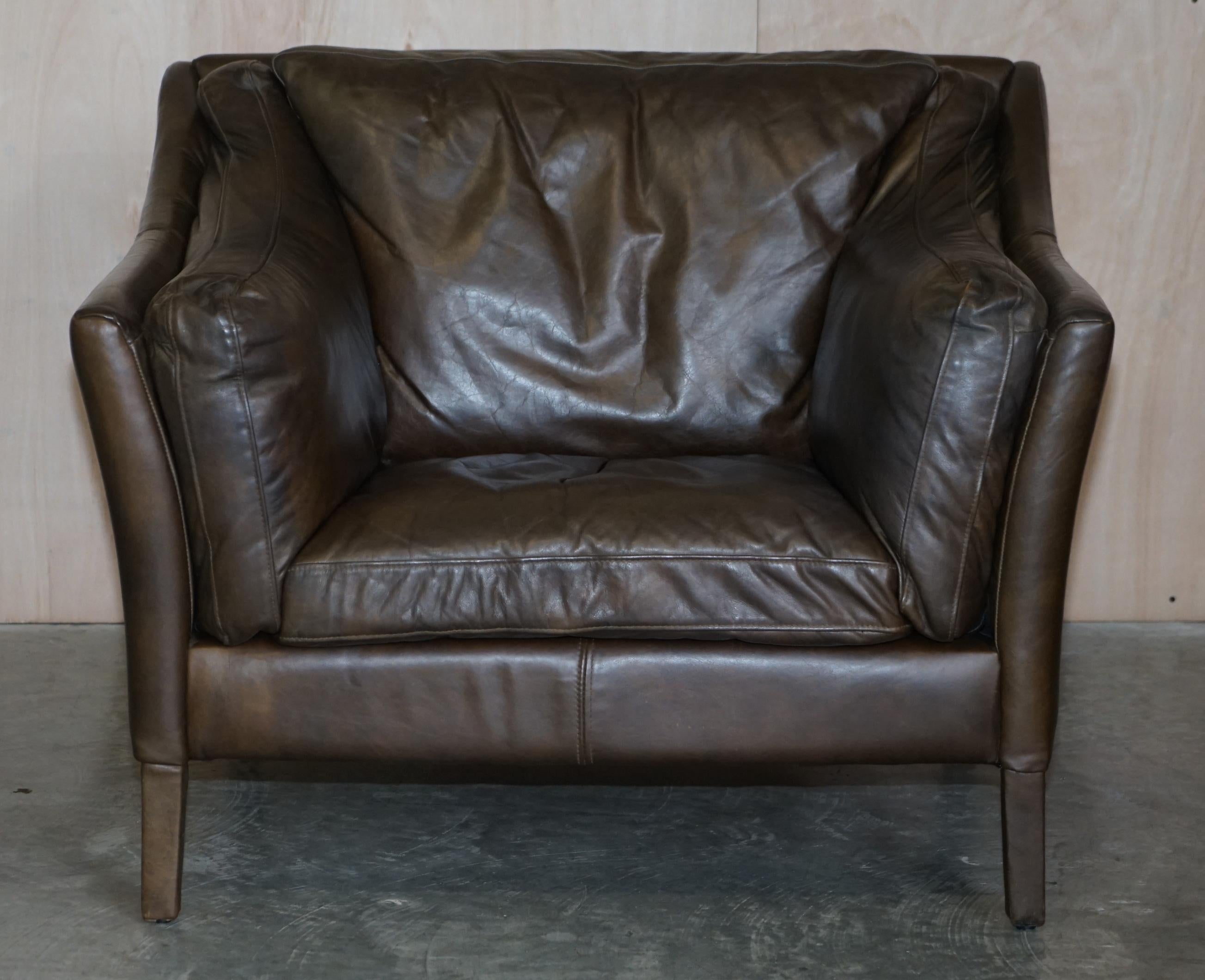 We are delighted to offer for sale this lovely, super comfortable Halo Reggio brown leather large armchair with the matching sofa also available

A very good looking and well made piece, I’ve had a variation of this armchair in my life for the