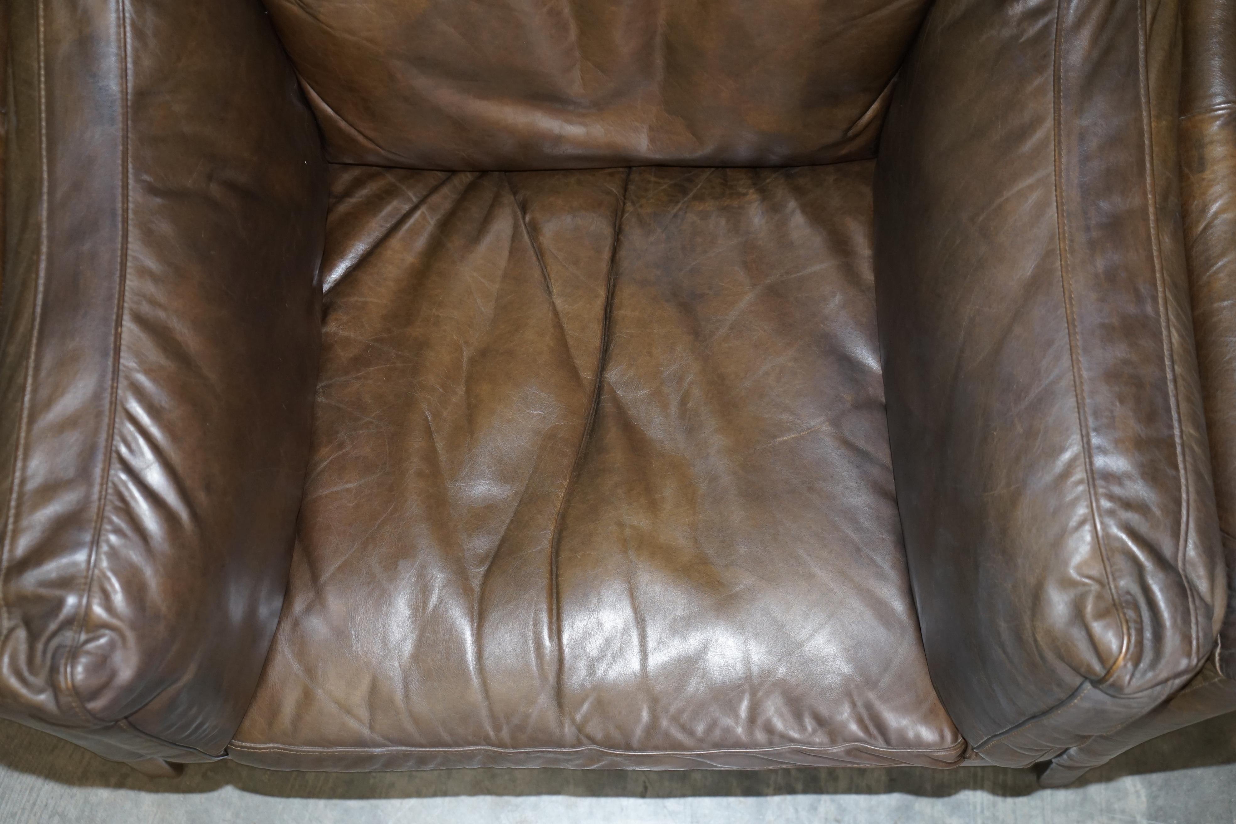 English Halo Reggio Super Comfortable Brown Leather Armchair Matching Sofa Available