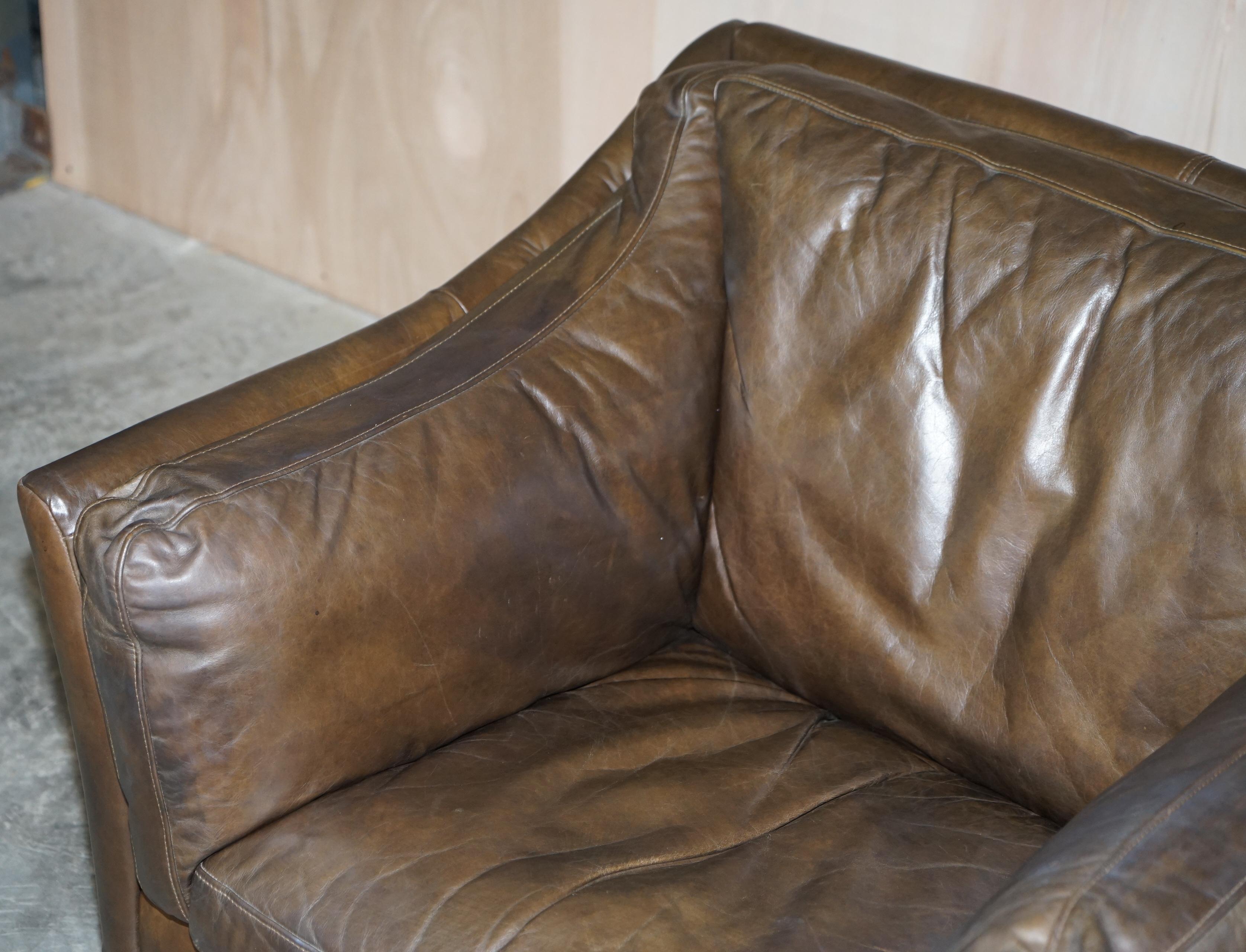 Hand-Crafted Halo Reggio Super Comfortable Brown Leather Armchair Matching Sofa Available