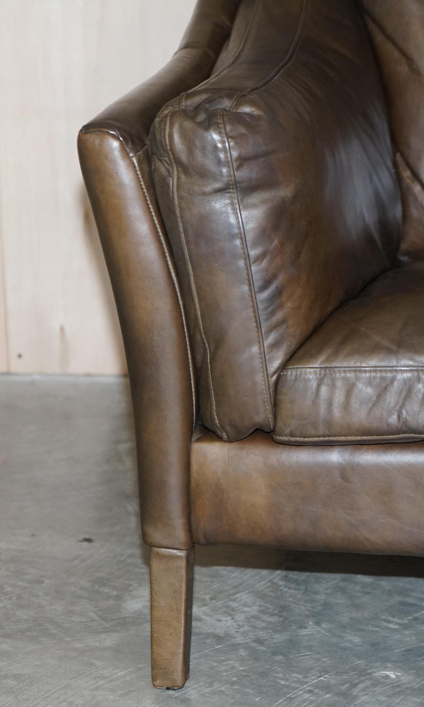 Halo Reggio Super Comfortable Brown Leather Armchair Matching Sofa Available In Good Condition In West Sussex, Pulborough
