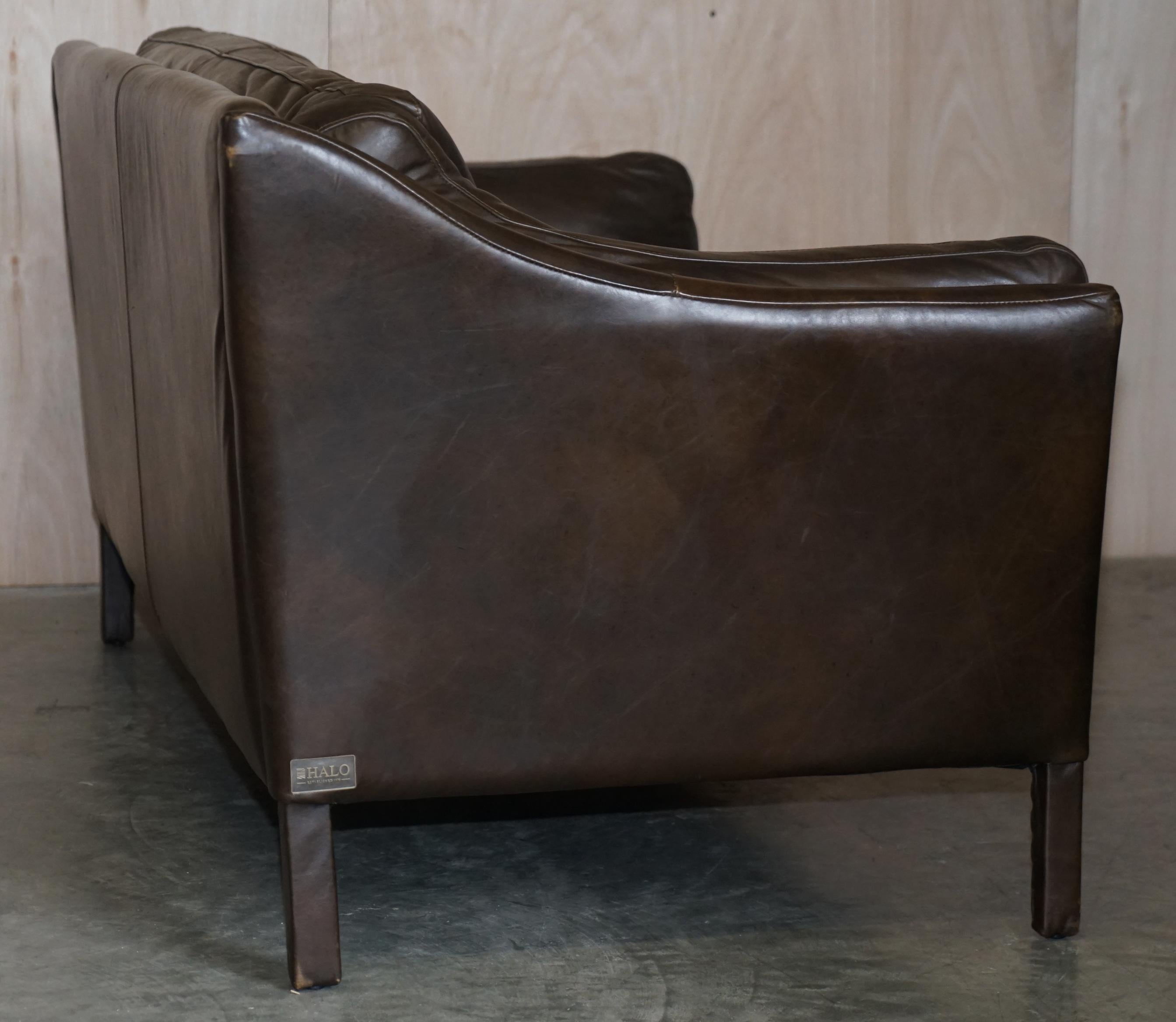 Halo Reggio Very Comfortable Brown Leather Sofa Matching Armchair Available 1