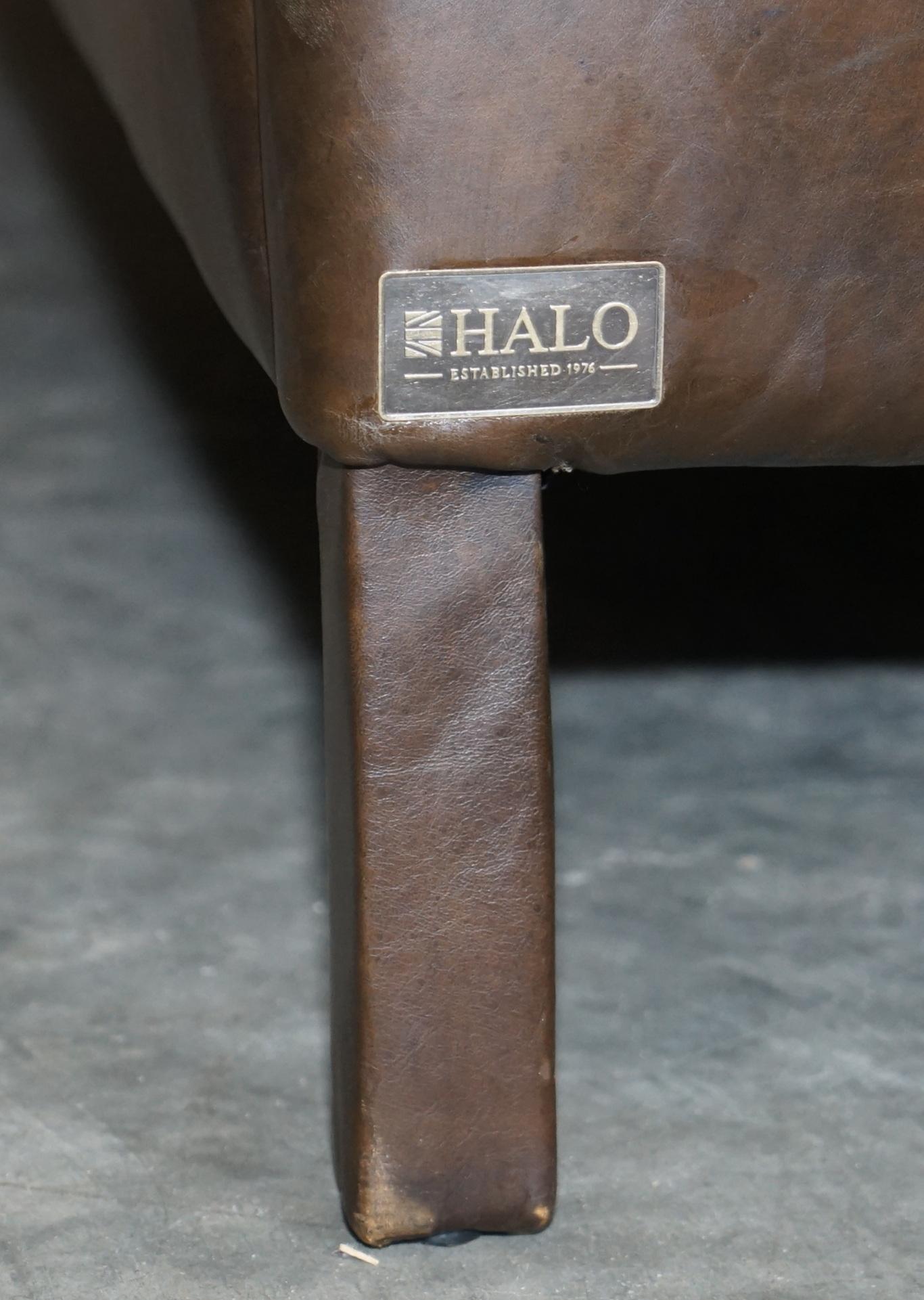 Halo Reggio Very Comfortable Brown Leather Sofa Matching Armchair Available 2