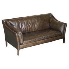 Halo Reggio Very Comfortable Brown Leather Sofa Matching Armchair Available