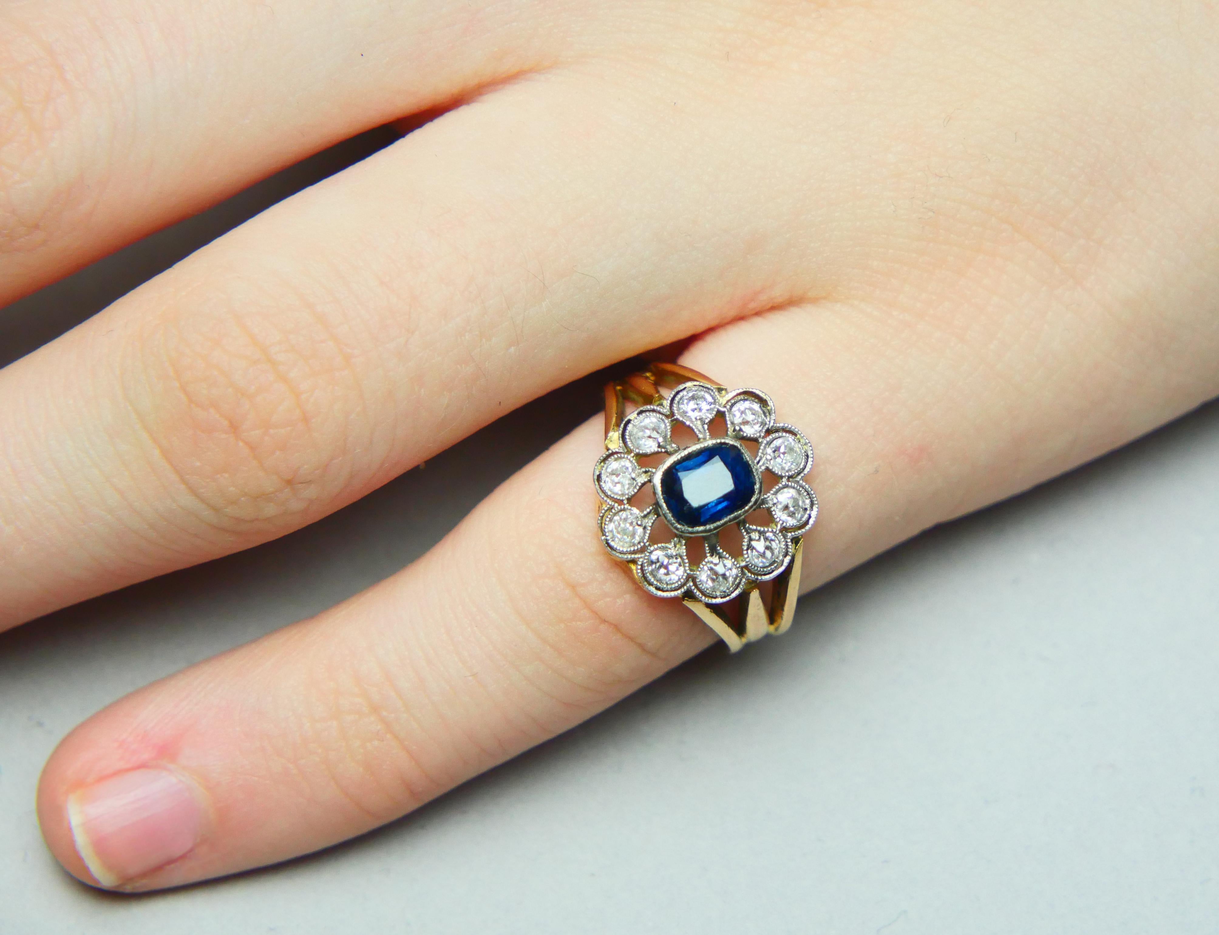 Women's Halo Ring 1.25ct Bi-color Sapphire 0.8ctw Diamonds 18K Platinum Ø4.5US / 5.3gr For Sale