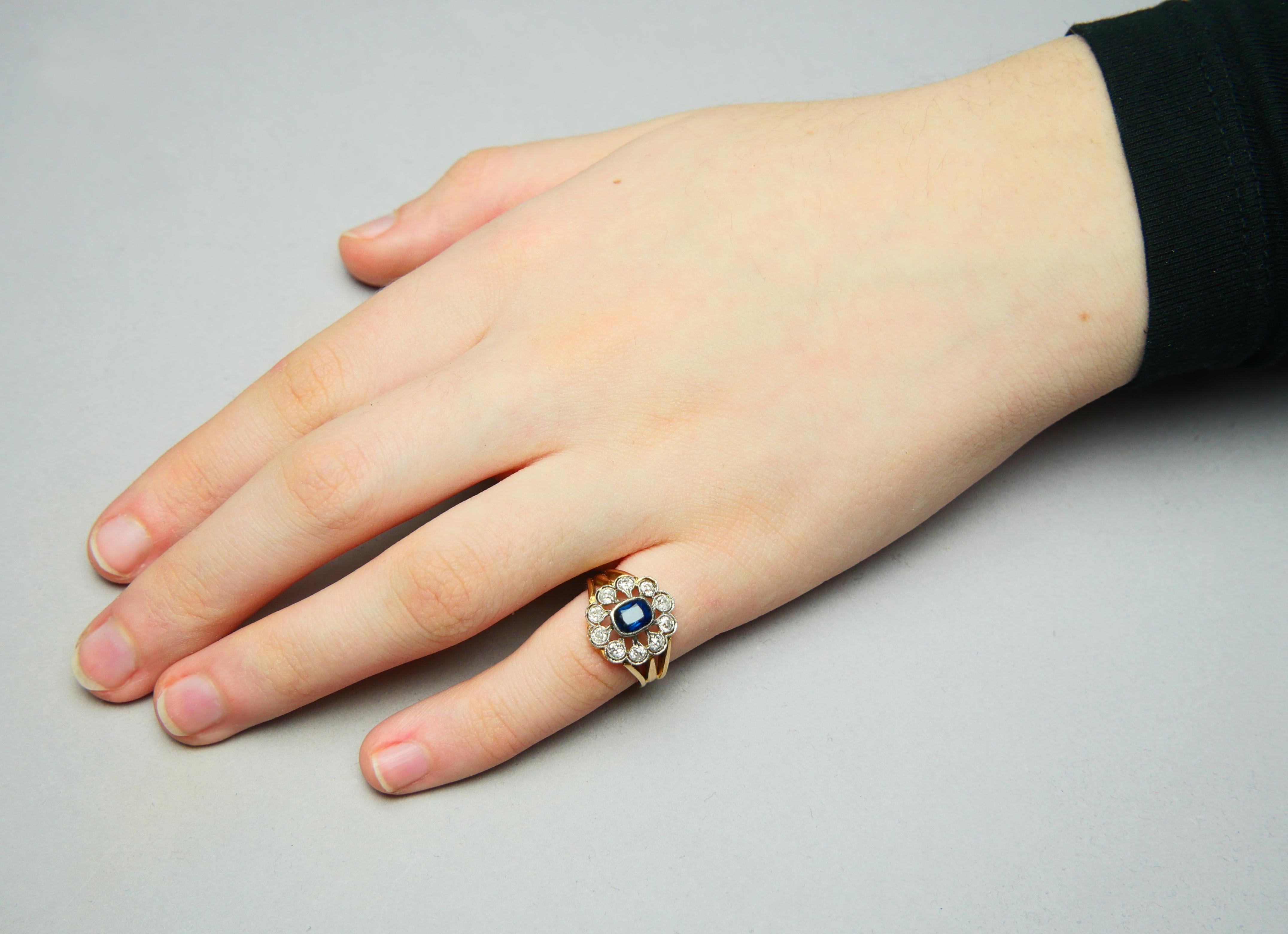 Halo Ring 1.25ct Bi-color Sapphire 0.8ctw Diamonds 18K Platinum Ø4.5US / 5.3gr For Sale 1
