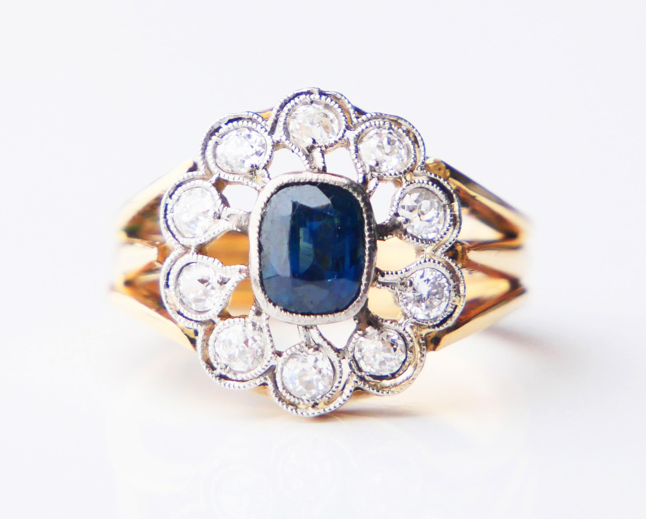 Halo Ring 1.25ct Bi-color Sapphire 0.8ctw Diamonds 18K Platinum Ø4.5US / 5.3gr For Sale 3