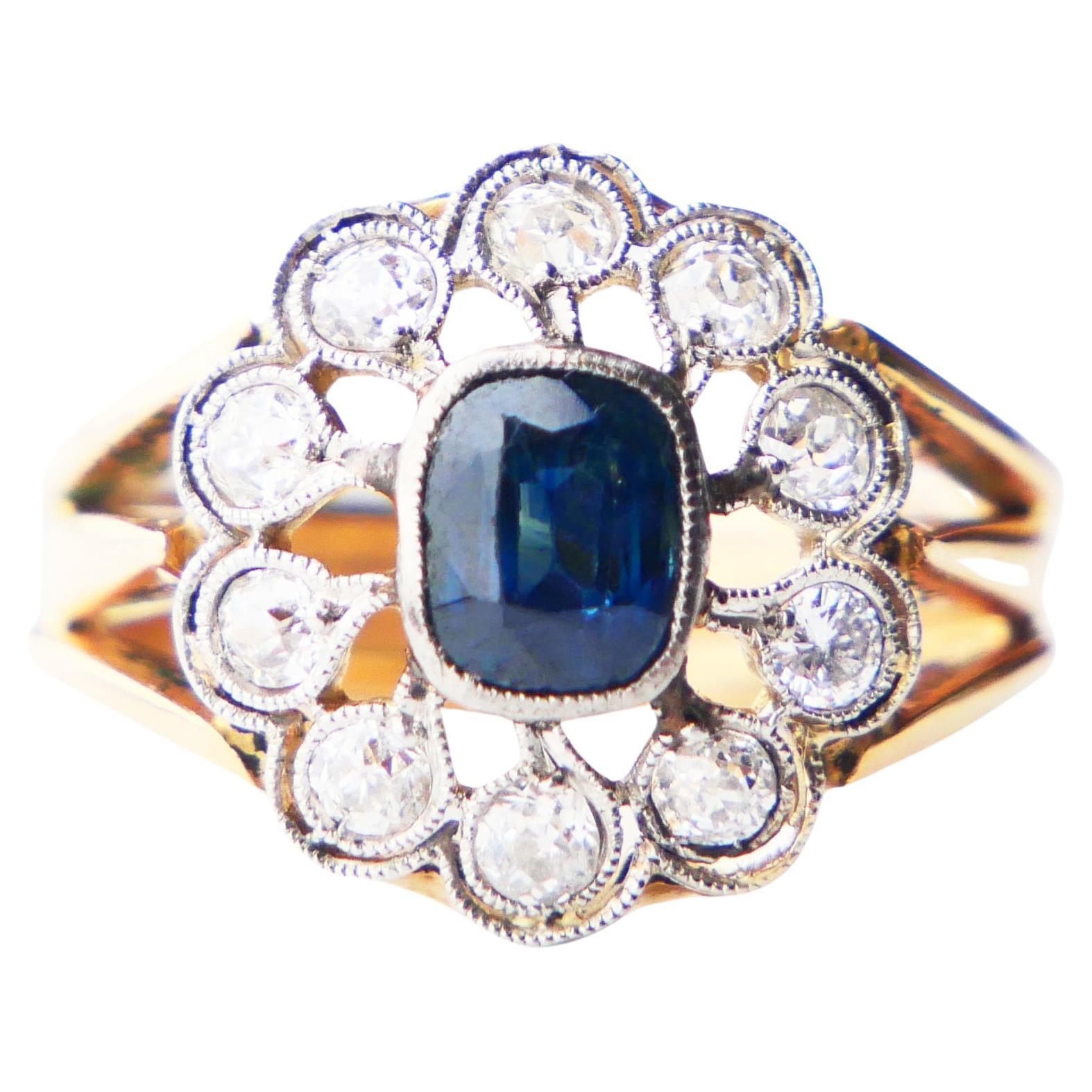 Halo Ring 1.25ct Bi-color Sapphire 0.8ctw Diamonds 18K Platinum Ø4.5US / 5.3gr For Sale
