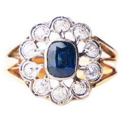 Halo Ring 1.25ct Bi-color Sapphire 0.8ctw Diamanten 18K Platin Ø4.5US / 5.3gr