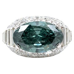 HALO RING 7,09 Karat GIA Fancy Deep Grayish Green Diamant und 7,70 Karat in 18K