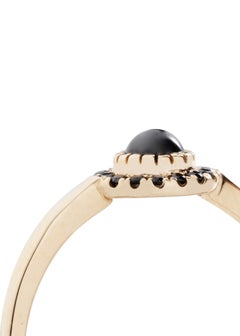 Halo Ring in 10 Carat Yellow Gold Black Diamonds and Opal from Iosselliani