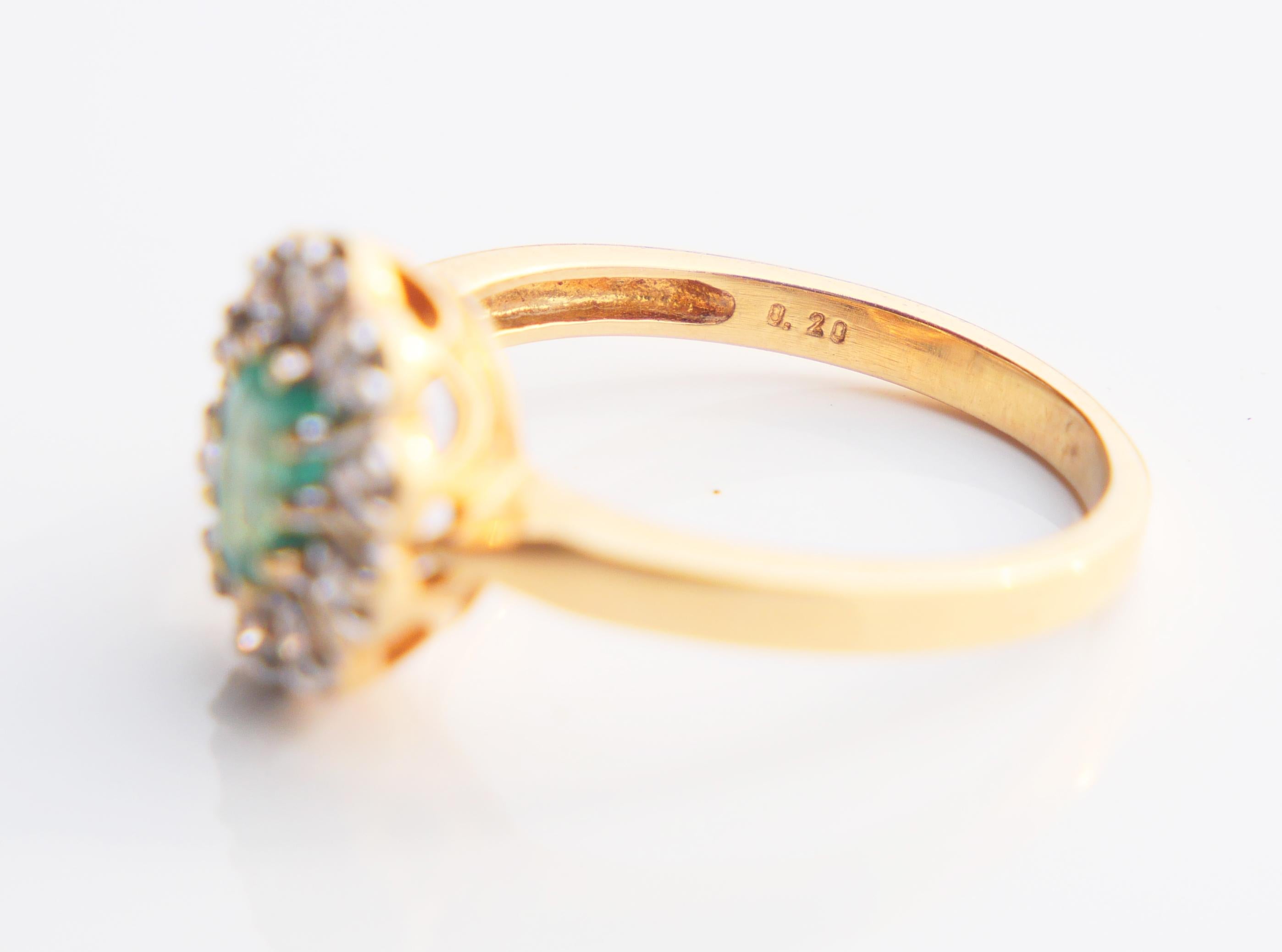 Halo Ring natural Emerald Diamonds solid 18K Gold Ø US6.75/ 3.7gr For Sale 10