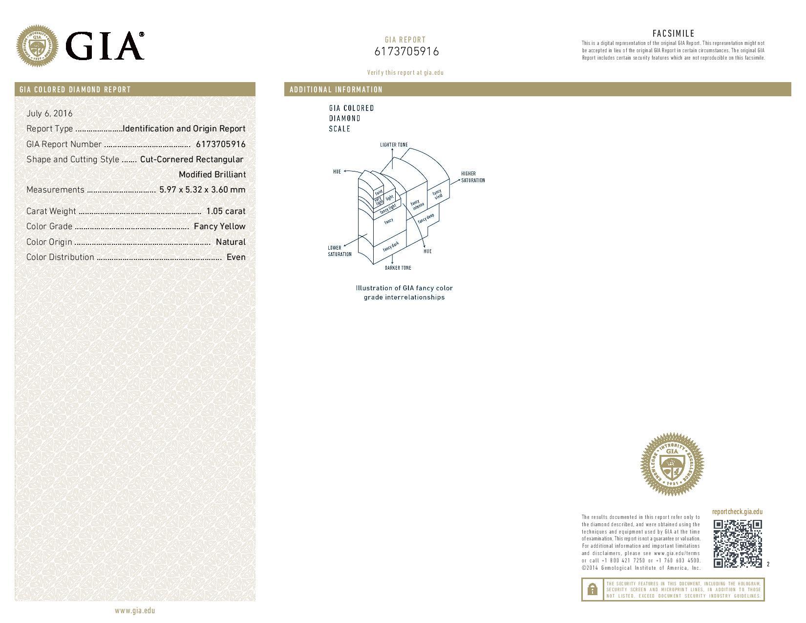 Anello a forma di aureola con diamante centrale Fancy Yellow/SI1 GIA a taglio radiante. D1.30ct.t.w. in vendita 2