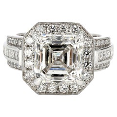 Halo-Ring mit GIA-zertifiziertem H/SI2-Diamant im Asscher-Schliff im Asscher-Schliff. D6.51ct.t.w.