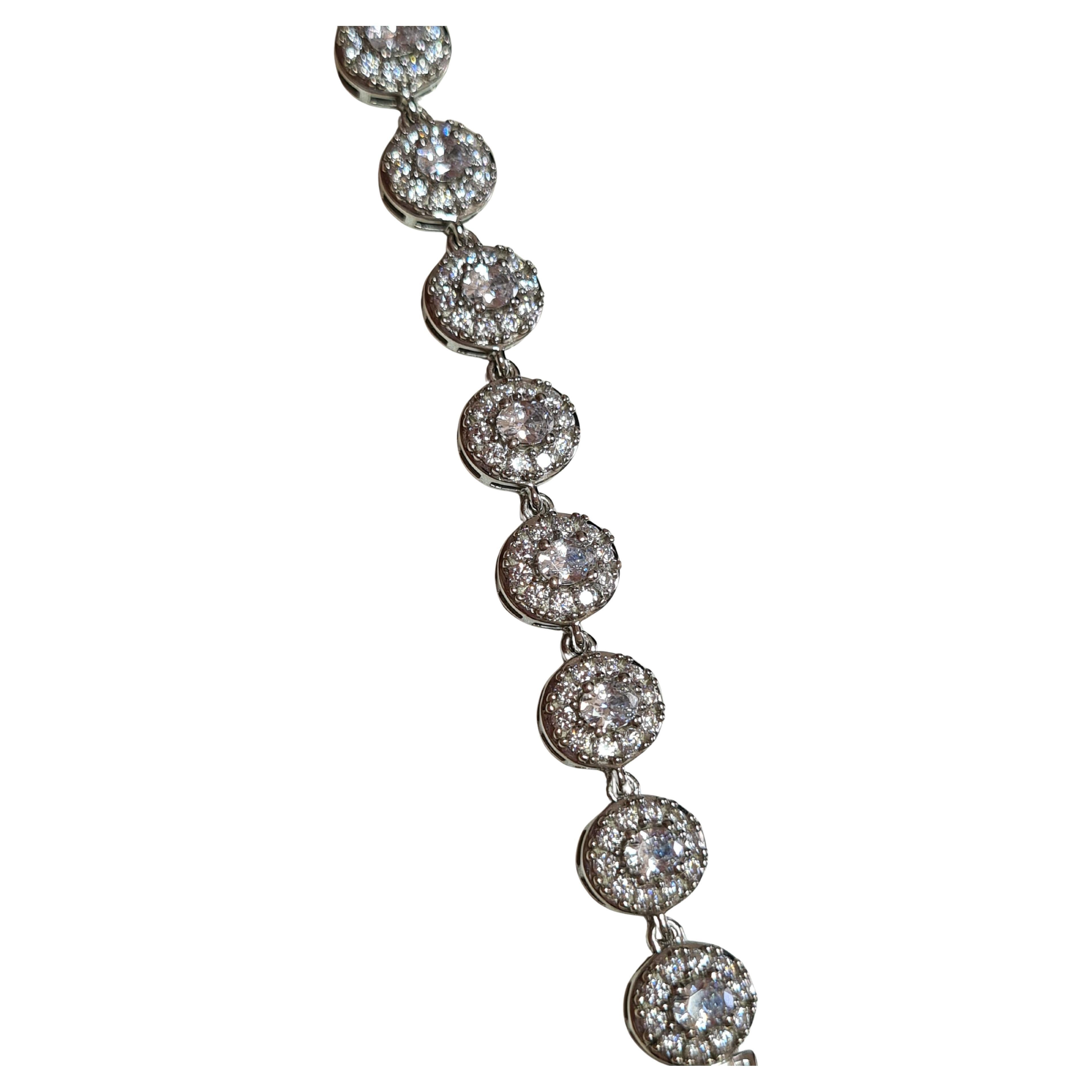 Halo Round Bracelets For Women 925 Sterling Silver Moissanite Bracelet Gift.