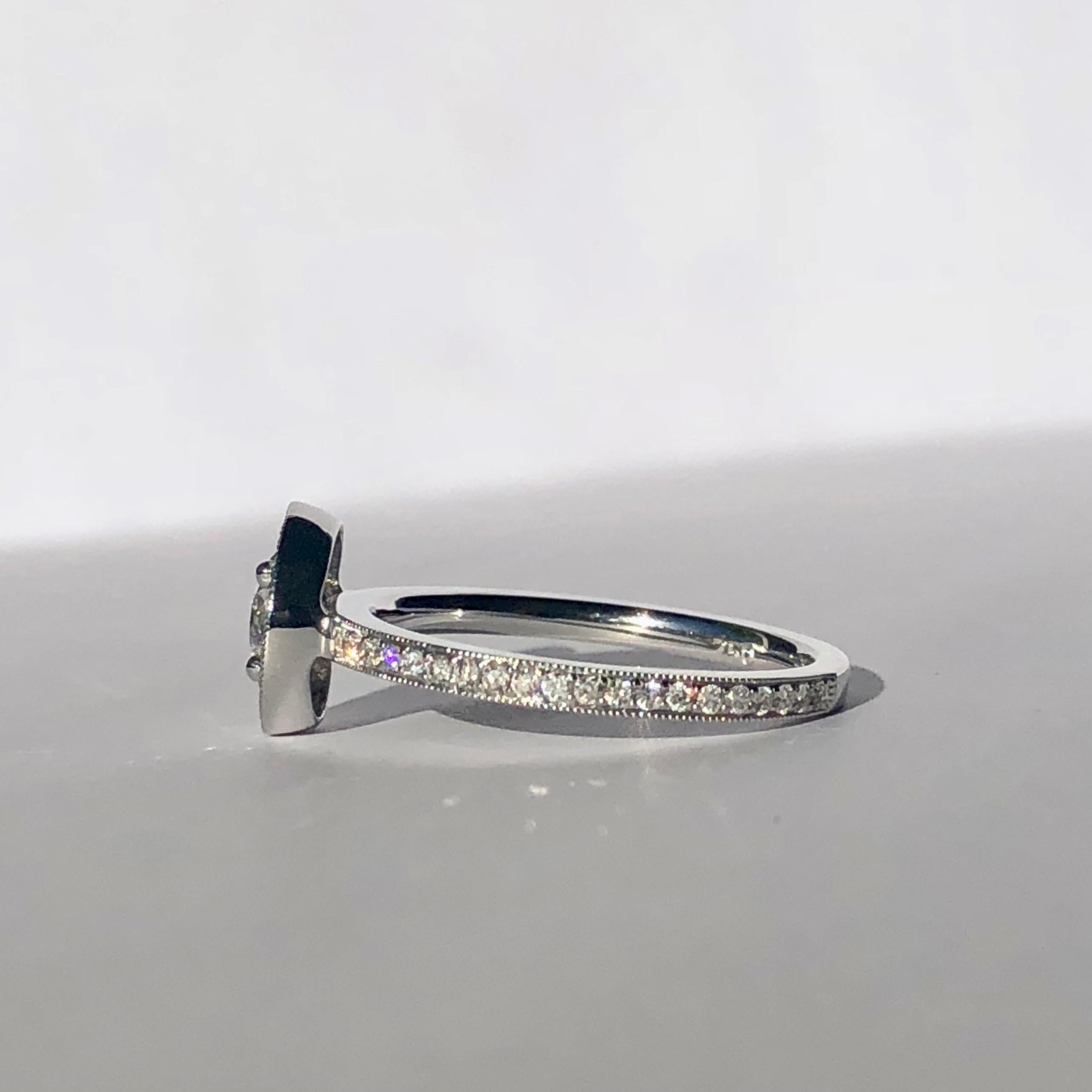 Halo Round Brilliant Cut Diamond Engagement 18k White Gold .90ct TW Ring For Sale 3