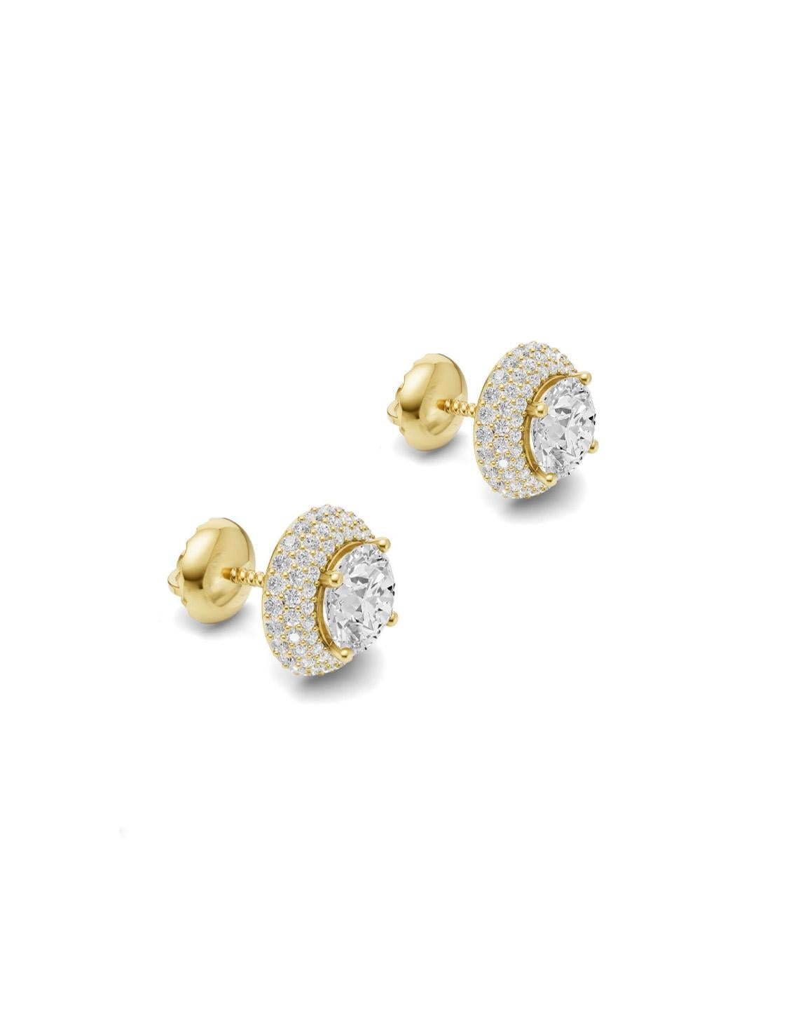 Halo round moissanite earrings studs in 14k gold. Round moissanite earrings. Classic Wedding Earrings.

Metal: 14k gold
Weight: 3.3 gr depends from size

Gemstones:
Moissanites: 2 pieces round cut moissanites, 2 ct total, Vs, D color

Side