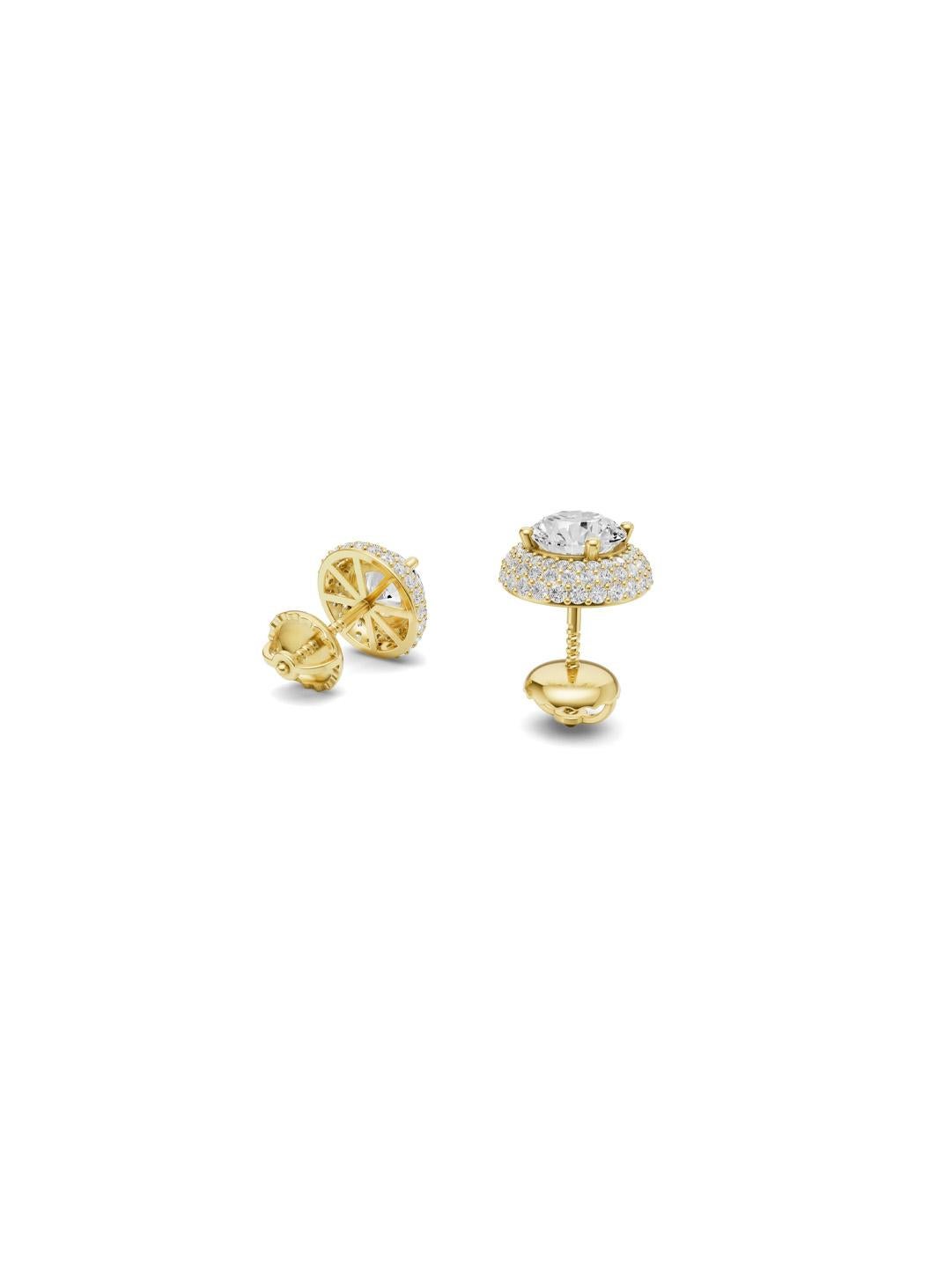 Modern Halo round moissanite earrings studs For Sale