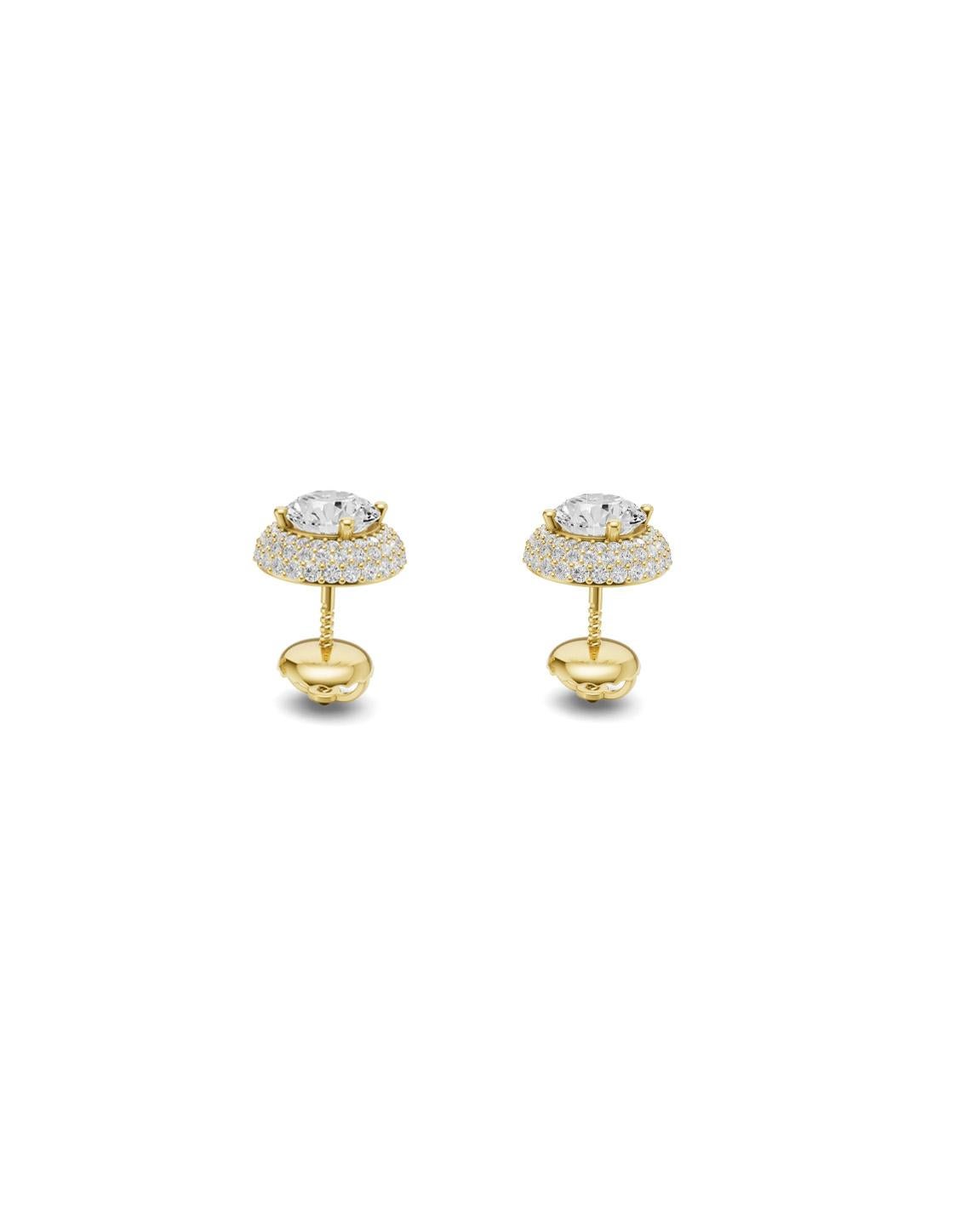Pear Cut Halo round moissanite earrings studs For Sale
