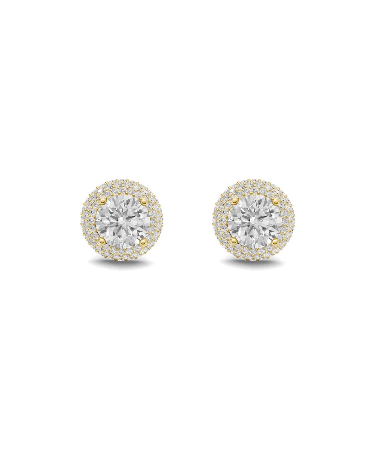 Women's Halo round moissanite earrings studs For Sale