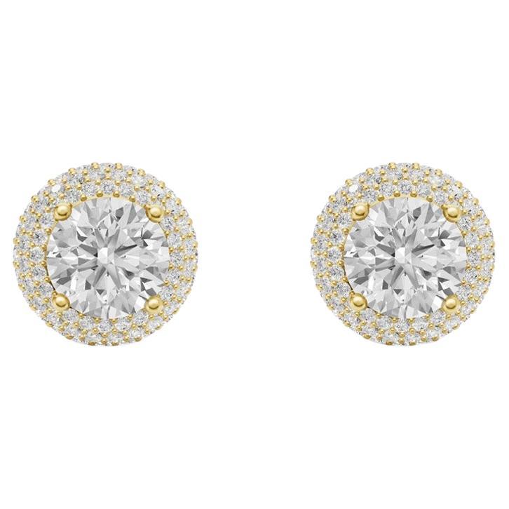 Halo round moissanite earrings studs For Sale