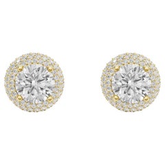 Boucles d'oreilles moissanite ronde Halo studs