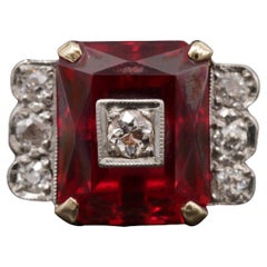 Halo Ruby & Diamond Engagement Ring Vintage Diamond Engagement Ring 18K Gold