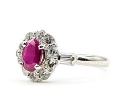 Halo Ruby & Diamond Ring in 900 Platinum