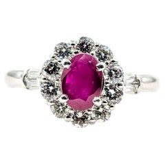 Halo Ruby & Diamond Ring in 900 Platinum