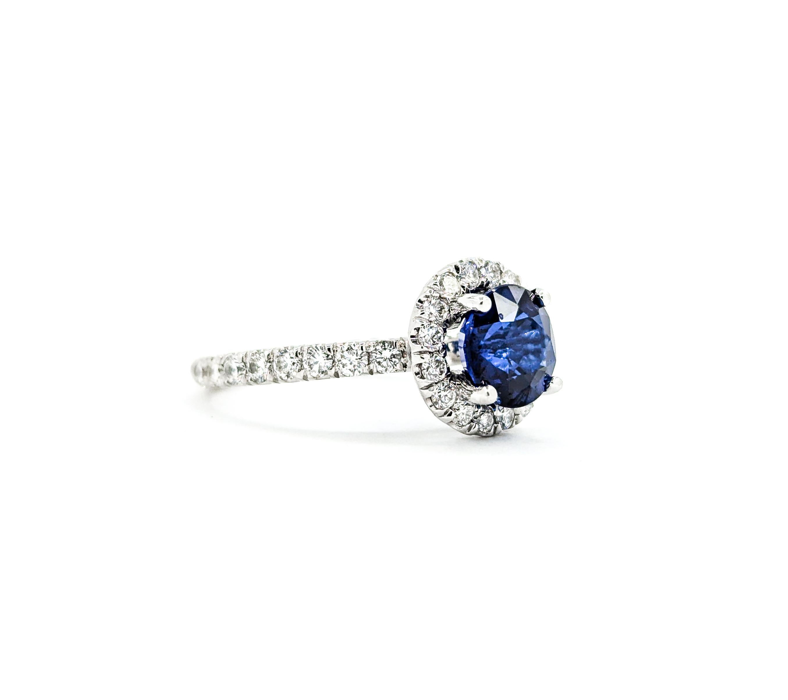Halo Sapphire and Diamond Ring by Gabriel & Co. in White Gold 5