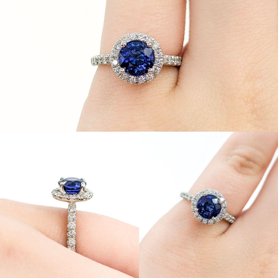 Halo Sapphire and Diamond Ring by Gabriel & Co. in White Gold

Introducing this stunning Sapphire & Diamond ring, beautifully crafted in 14k white gold. The ring features a breathtaking 1.50ct sapphire as its centerpiece, surrounded by a halo of