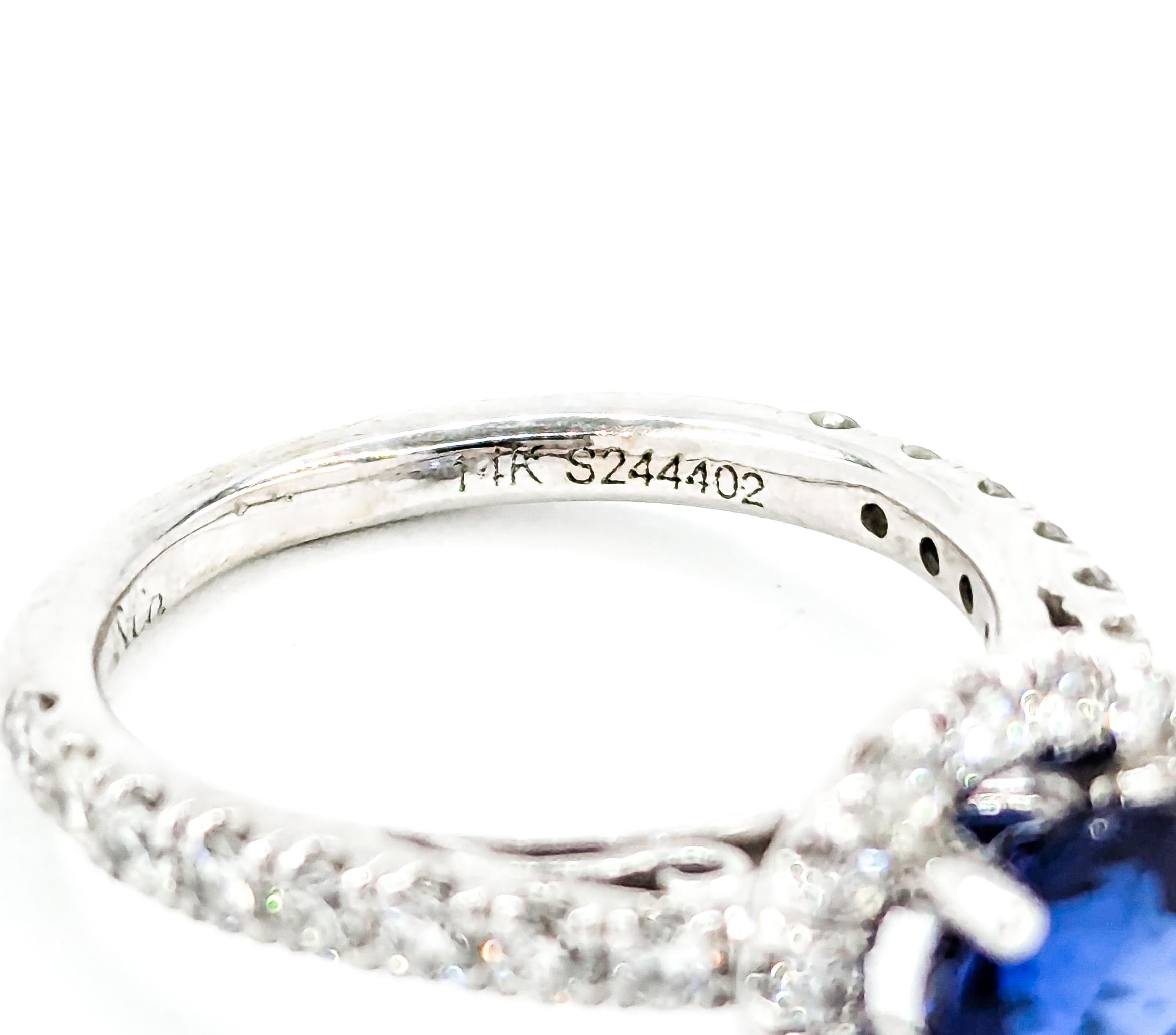 Halo Sapphire and Diamond Ring by Gabriel & Co. in White Gold 2