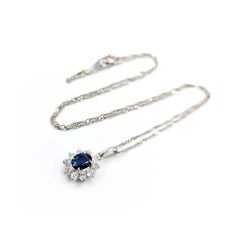 Colgante Halo de Zafiro y Diamante en Platino