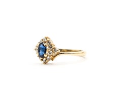 Halo Sapphire & Diamond Ring in 14k Yellow Gold