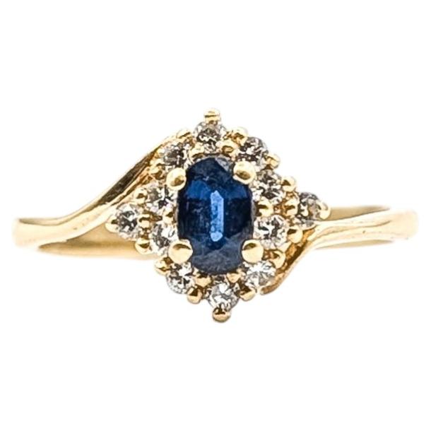 Halo Saphir & Diamant Ring in 14k Gelbgold
