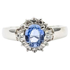 Halo Sapphire & Diamond Ring in platinum