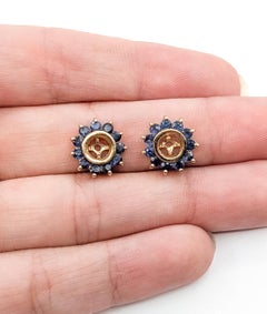 Halo Sapphire Earring Jackets in 10k Yellow Gold