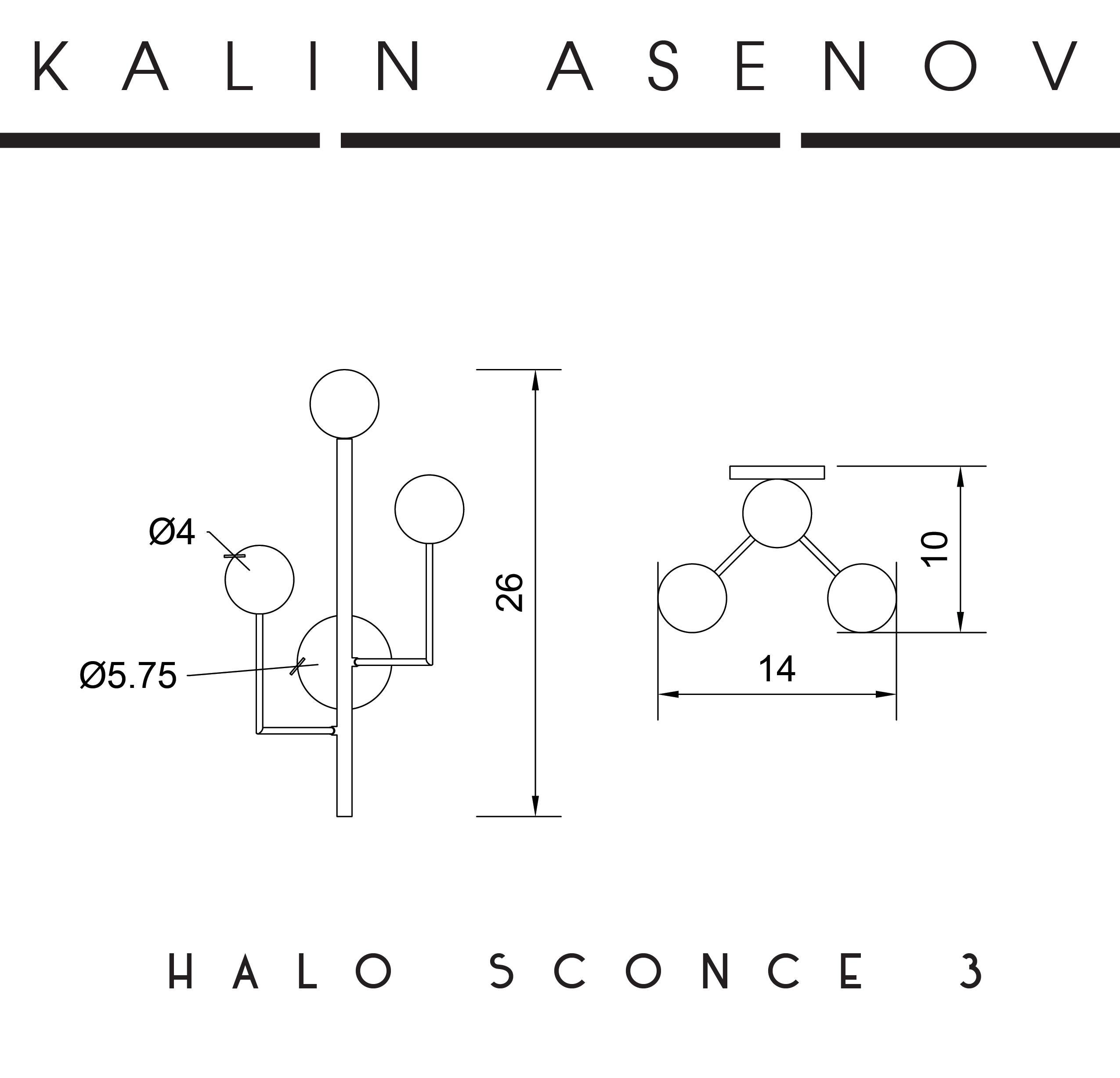 Halo Sconce 3:: Messing:: mundgeblasenes Glas Zeitgenössischer Wandleuchter:: Kalin Asenov im Angebot 5