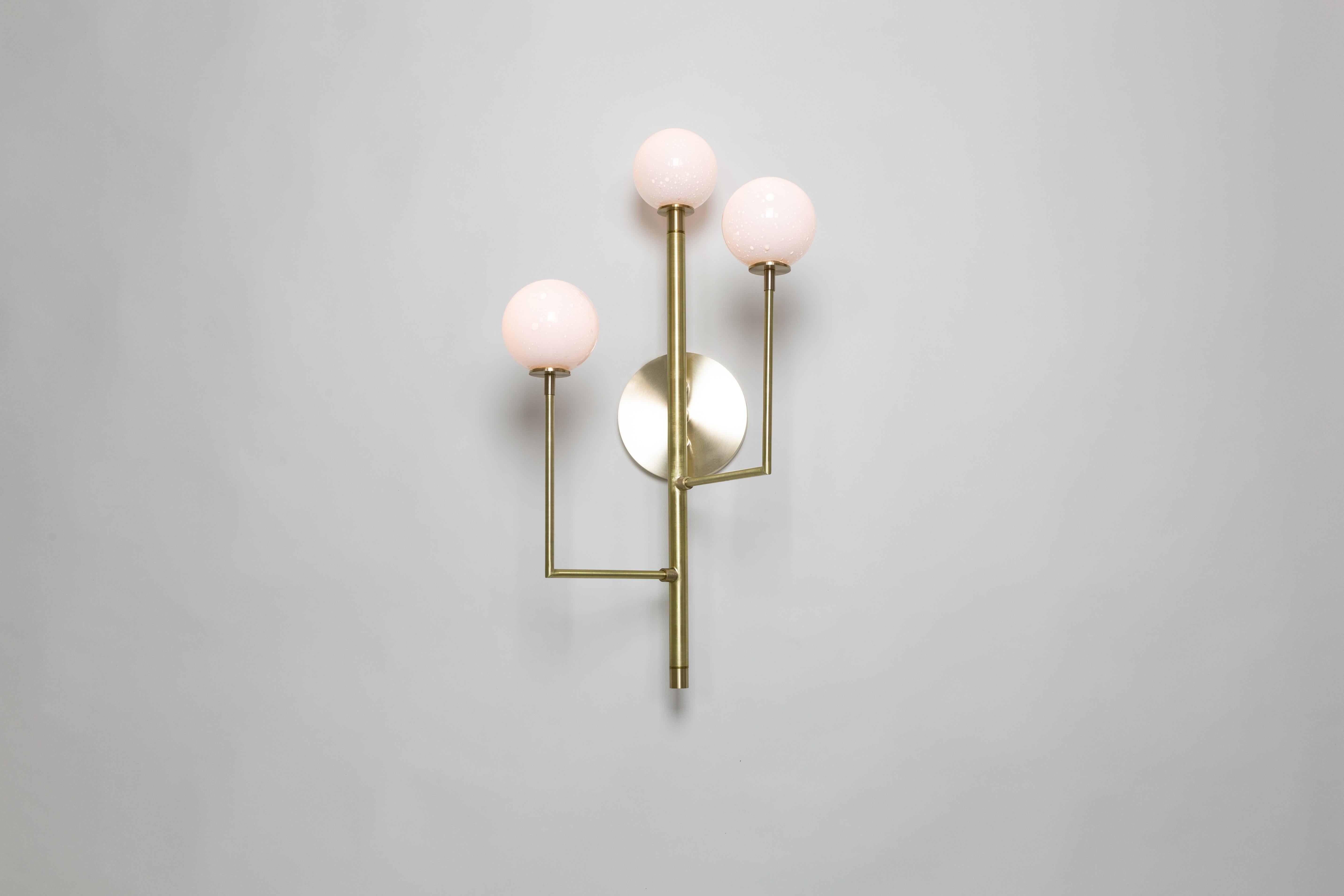 Modern Halo Sconce 3, Brass, Hand Blown Glass Contemporary Wall Sconce, Kalin Asenov For Sale