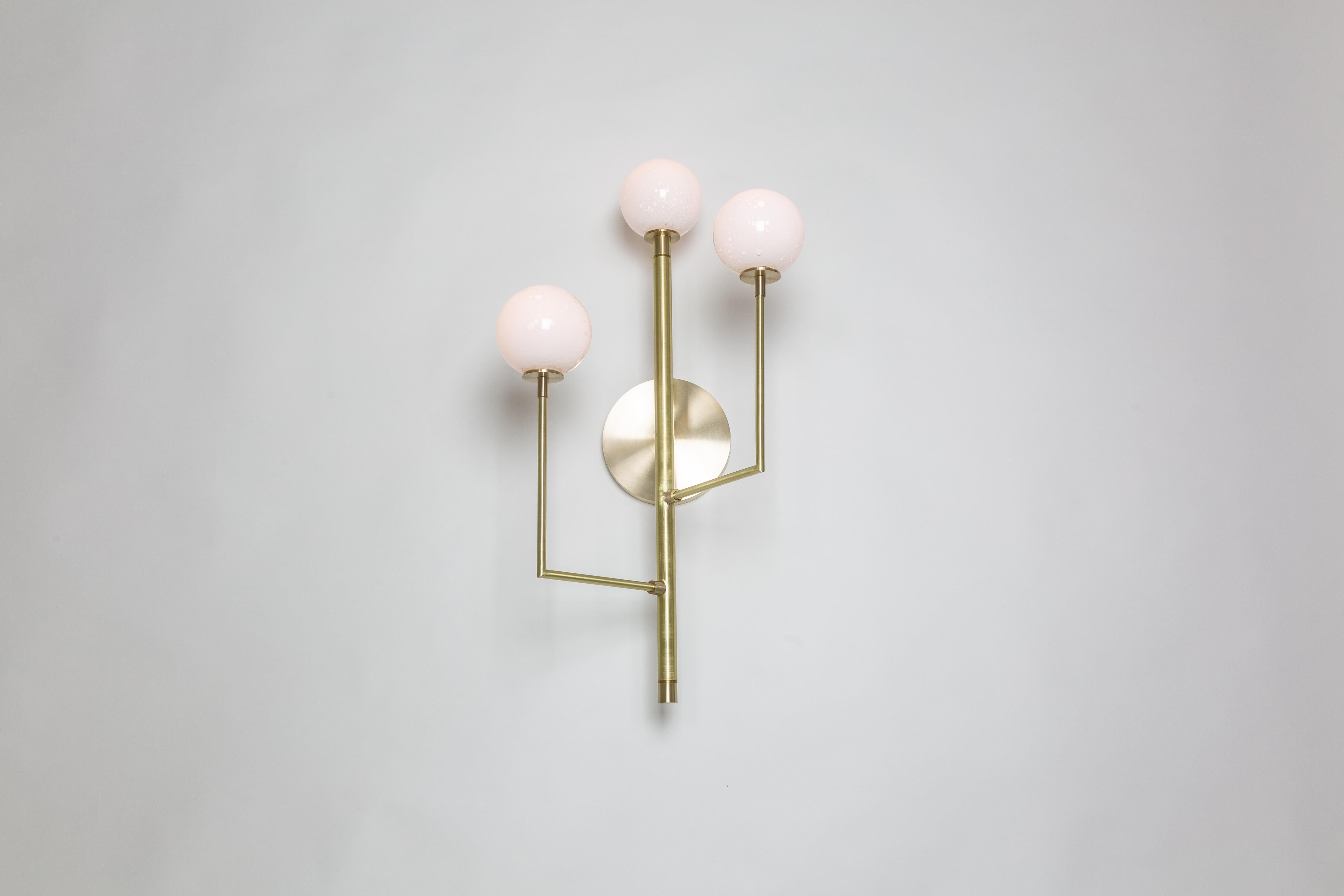 American Halo Sconce 3, Brass, Hand Blown Glass Contemporary Wall Sconce, Kalin Asenov For Sale