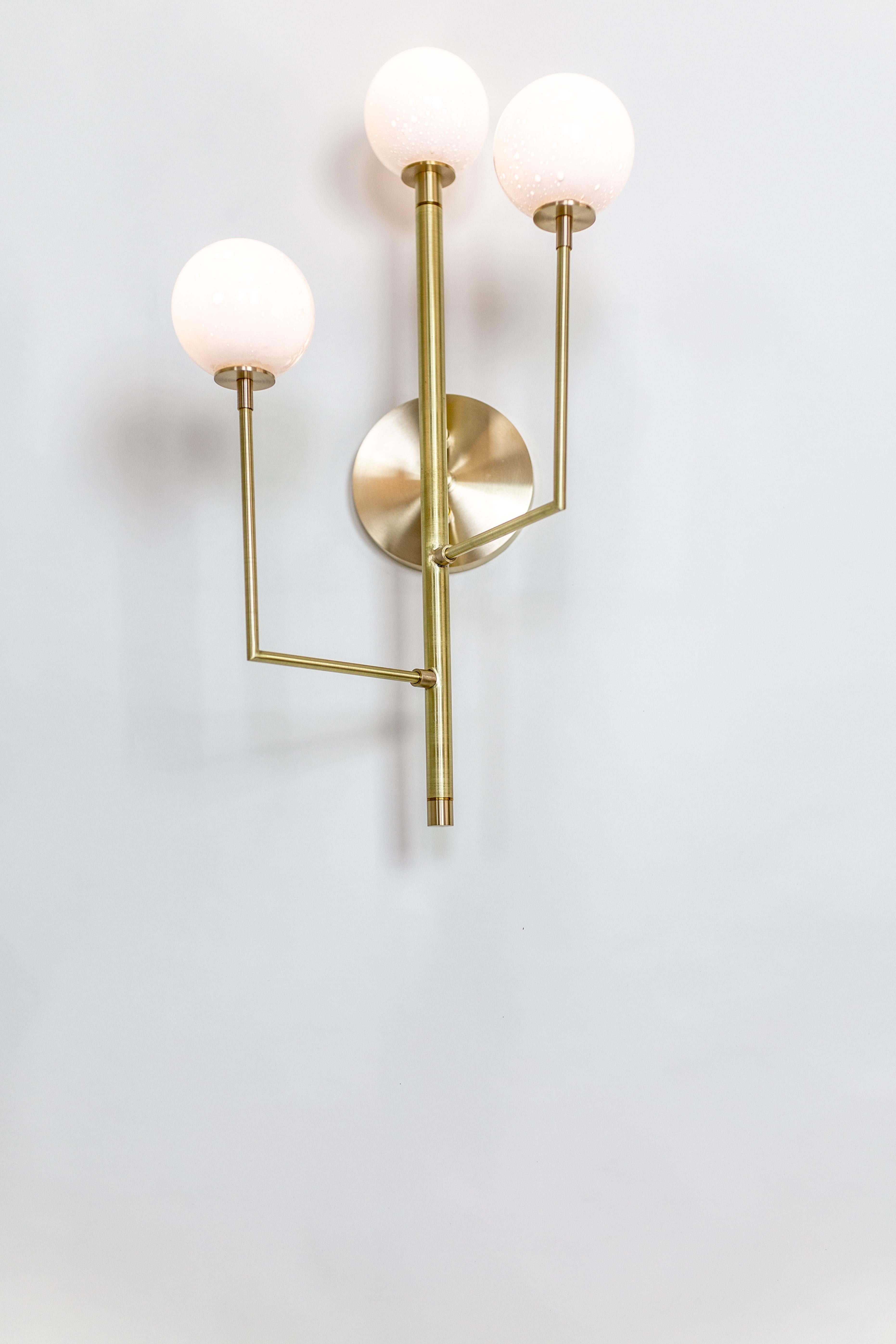 Halo Sconce 3, Brass, Hand Blown Glass Contemporary Wall Sconce, Kalin Asenov For Sale 3