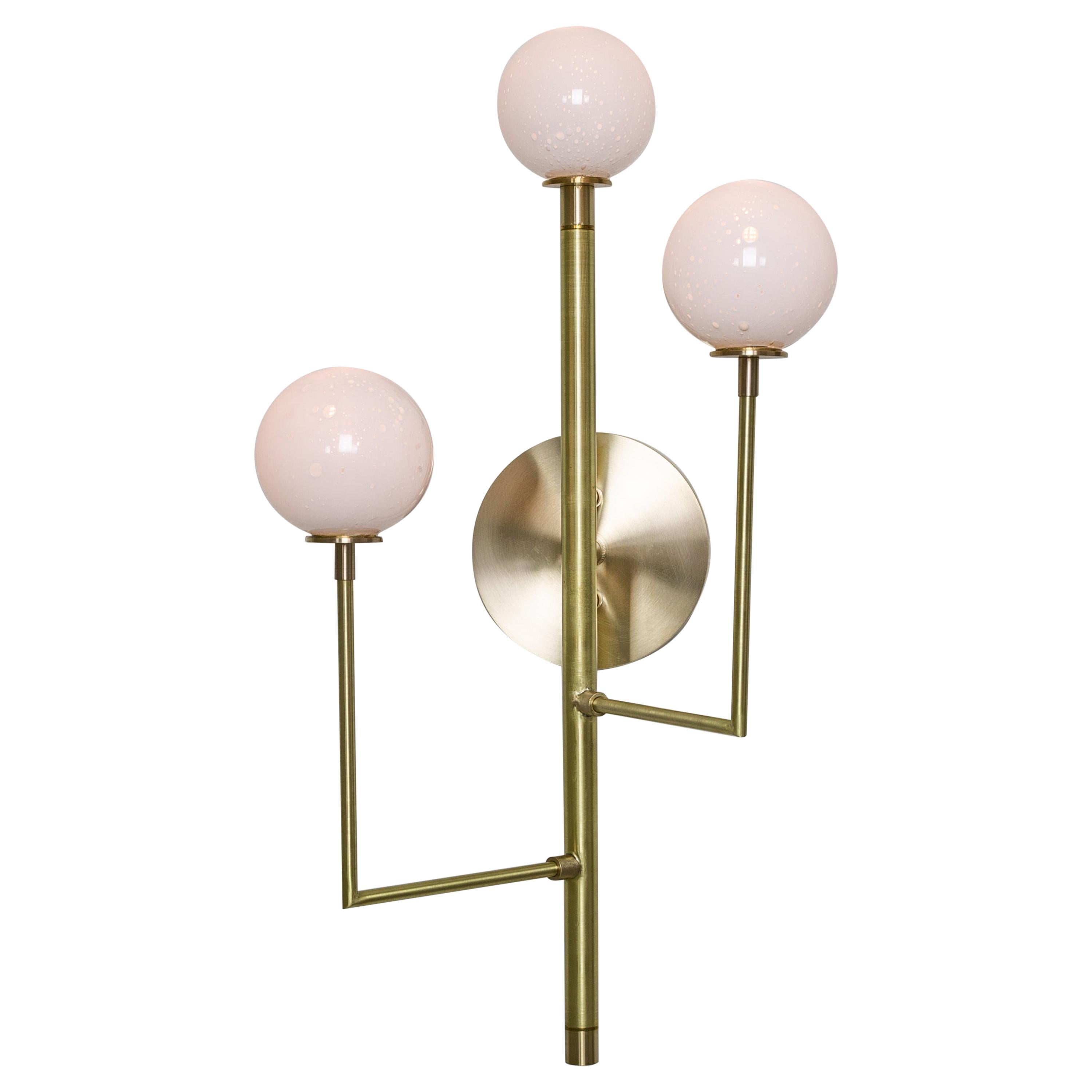 Halo Sconce 3, Brass, Hand Blown Glass Contemporary Wall Sconce, Kalin Asenov For Sale
